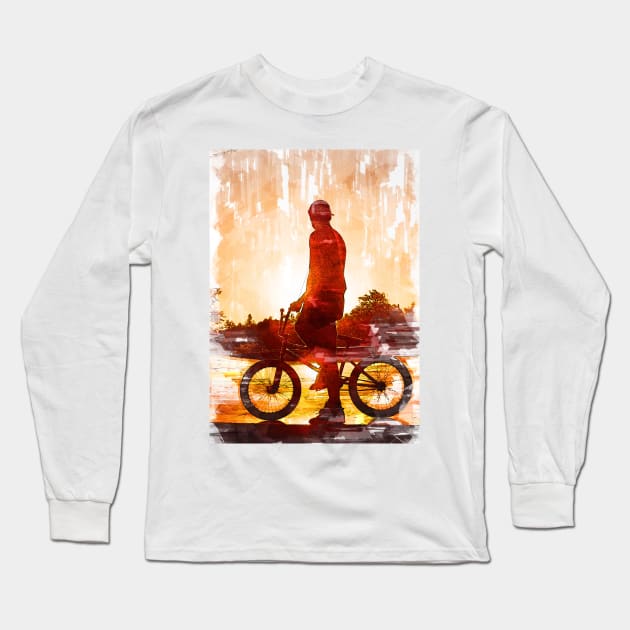 Cool BMX Sunset Silhouette. For BMX lovers. Long Sleeve T-Shirt by ColortrixArt